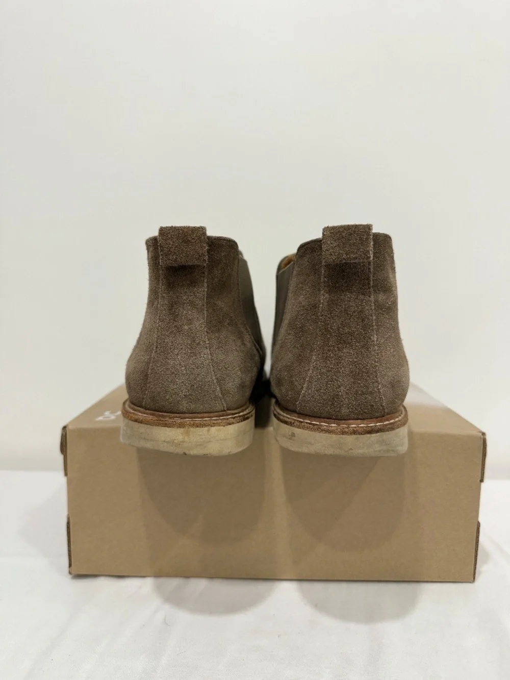 Used W/O Box! Men's Italian Brown Tan Suede Dress Slip On Chelsea Boots EU 46